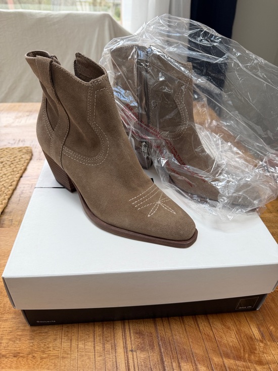 Dolce Vita Shoes - Dolce Vita Taupe Suede Western Ankle Booties